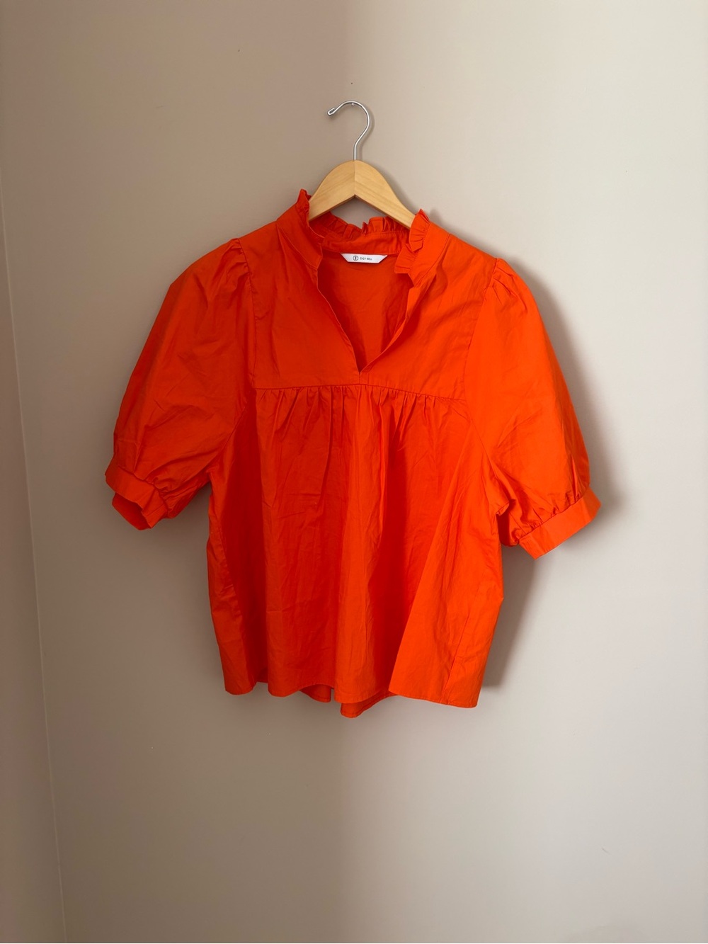Cici’s Women’s Ruffled Split-Neck Blouse - Orange Size L - Picture 2 of 5